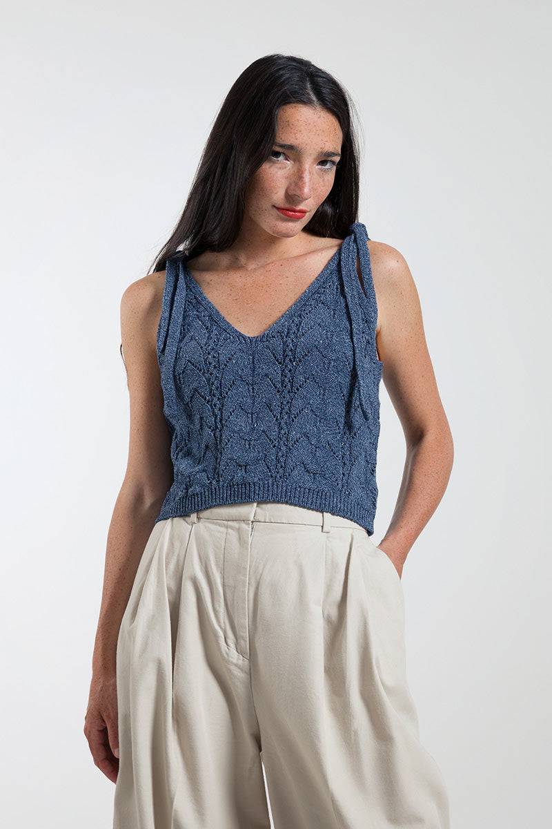 Rifò RENÉ Top Donna Cotone Jeans Rigenerato In Saldo