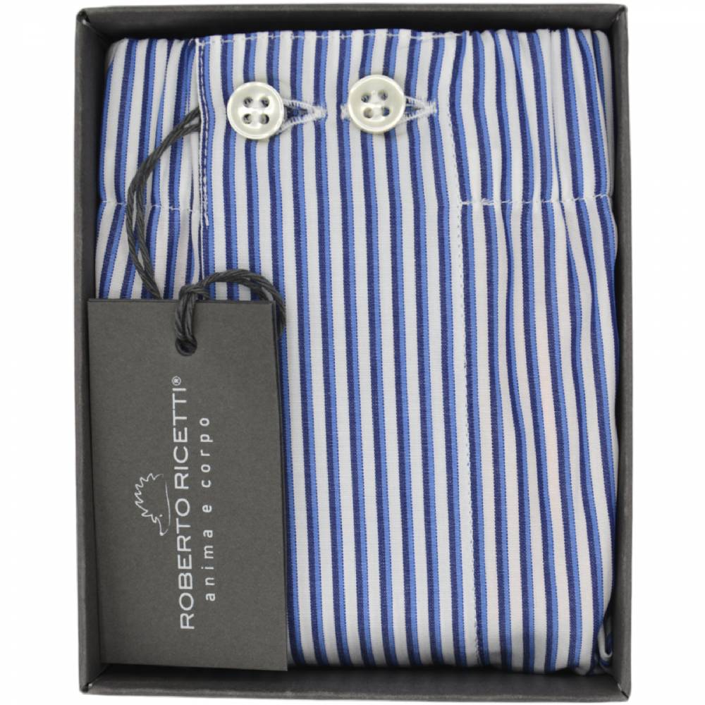 Roberto Ricetti BOXER UOMO CLASSIC - BIANCO RIGA BLU E NERA Negozio