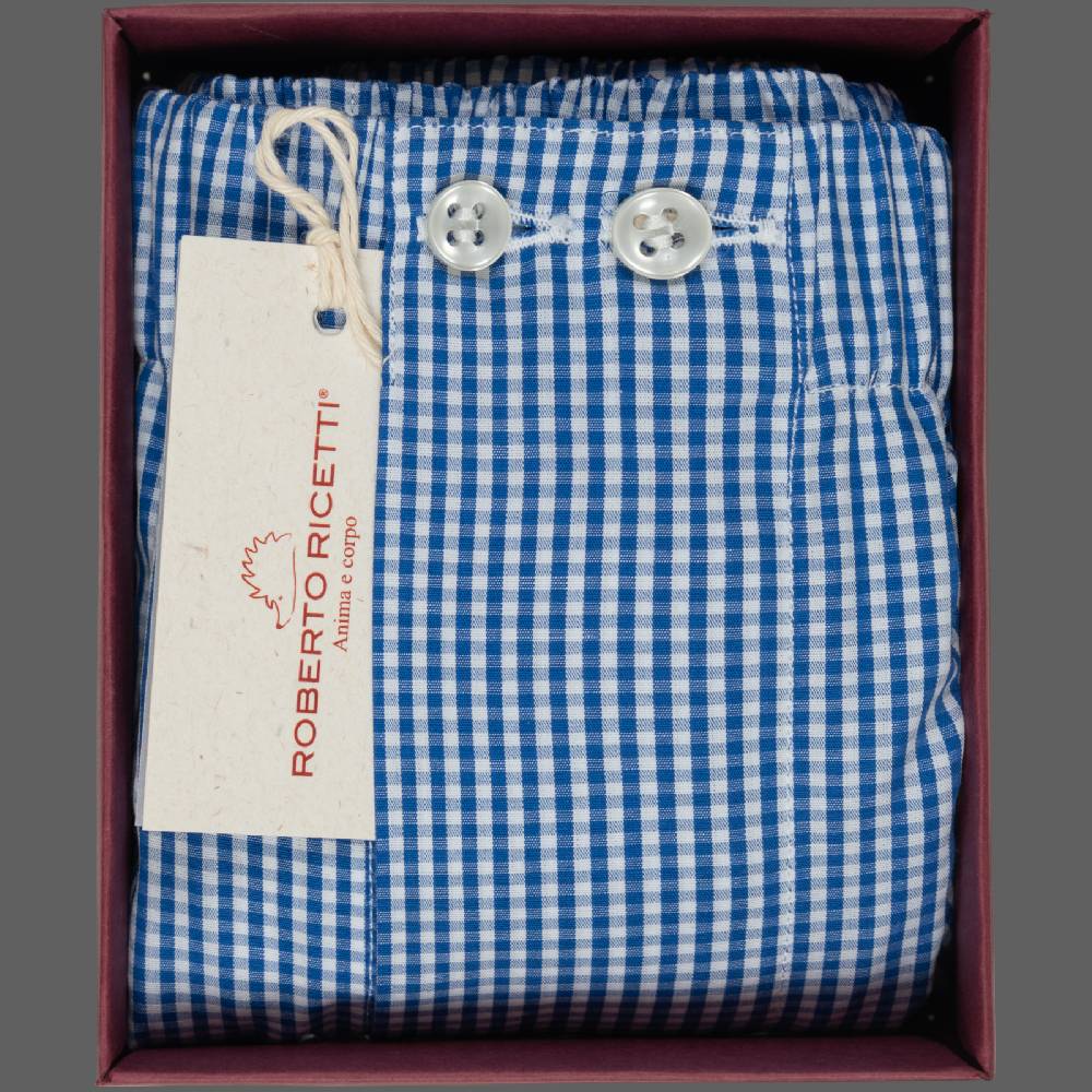 Roberto Ricetti BOXER UOMO CLASSIC - BASIC - CONTINUATIVO - VICHY BLU Promozione