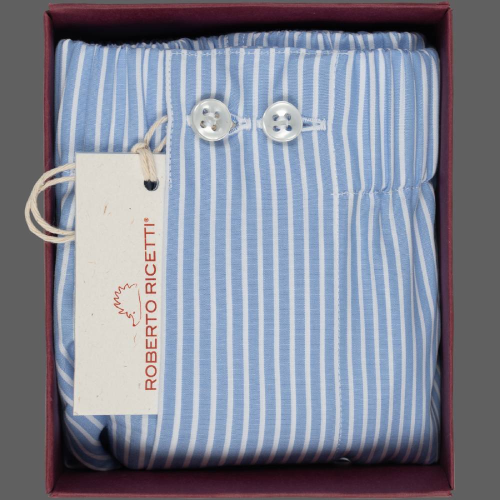 Roberto Ricetti BOXER UOMO CLASSIC - BASIC - CONTINUATIVO - RIGA FONDO AZZURRO Offerta Pasqua