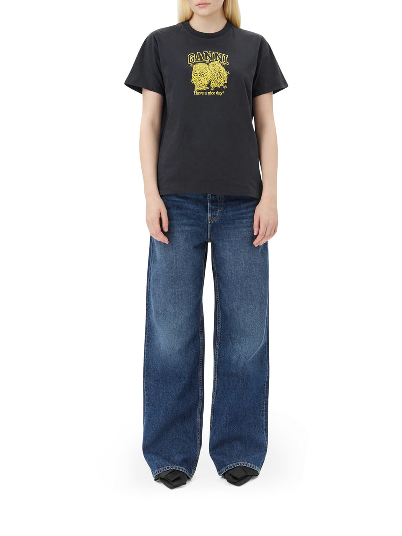 Suitnegozi T-SHIRT RELAXED CON GUFI IN JERSEY NERA In Saldo