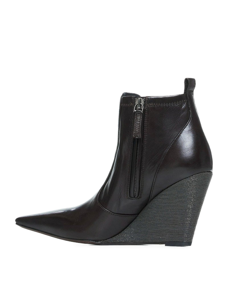 Suitnegozi Stivaletti in pelle con zeppa In Linea