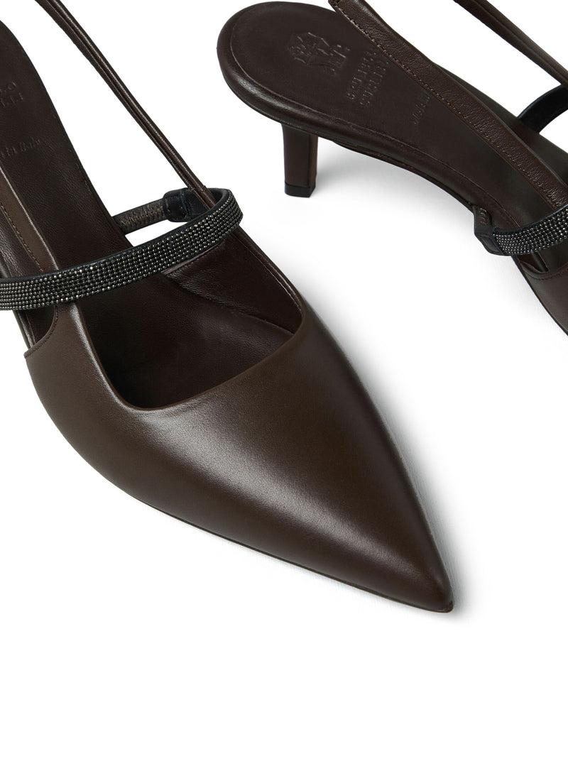 Suitnegozi décolleté in pelle impreziosita Nuovo