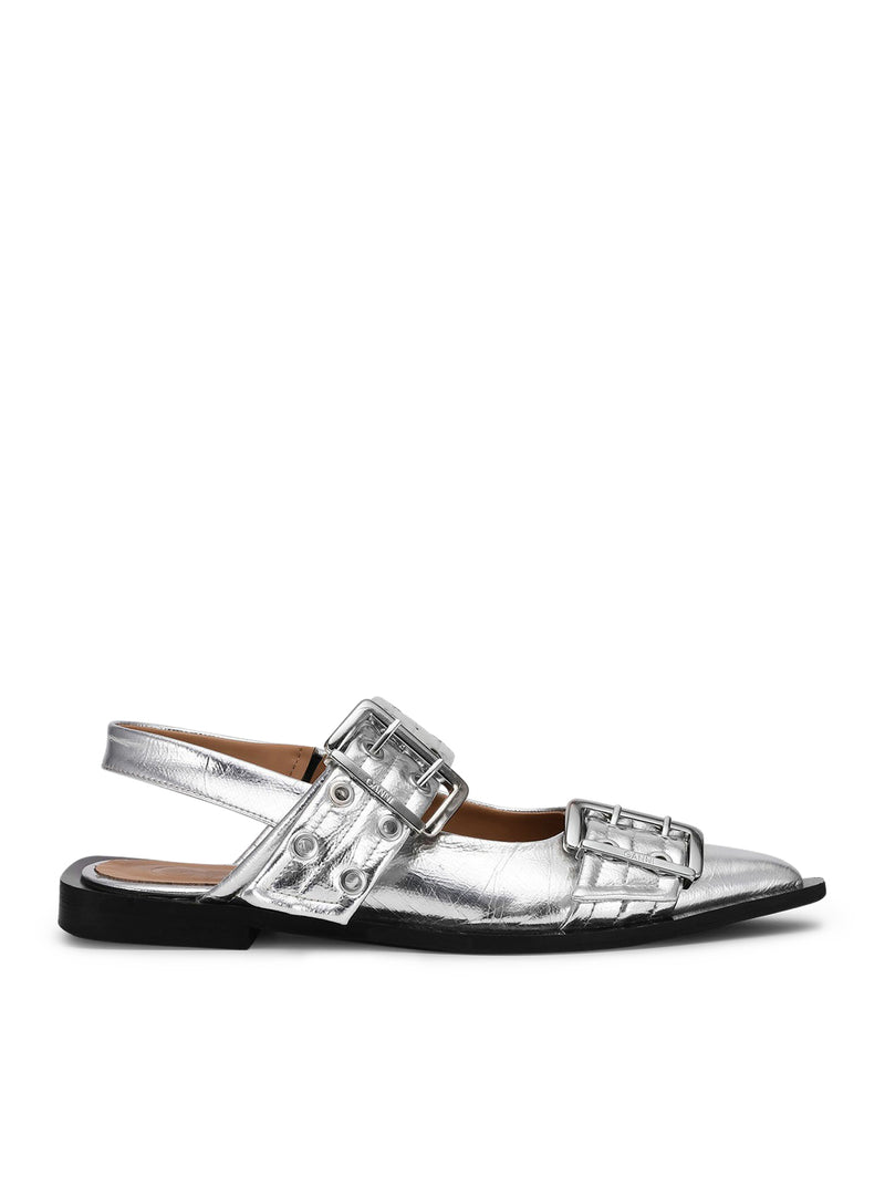 Suitnegozi BALLERINE CON FIBBIA FEMMINILE METALLIZZATA ARGENTO Qualità Garantita