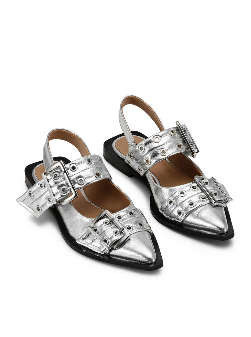 Suitnegozi BALLERINE CON FIBBIA FEMMINILE METALLIZZATA ARGENTO Qualità Garantita