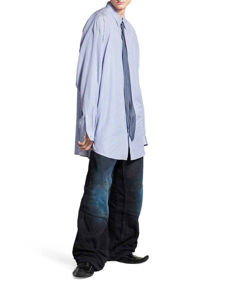Suitnegozi CAMICIA FLUIDA DA UOMO IN BLU/BIANCO Vendita Calda