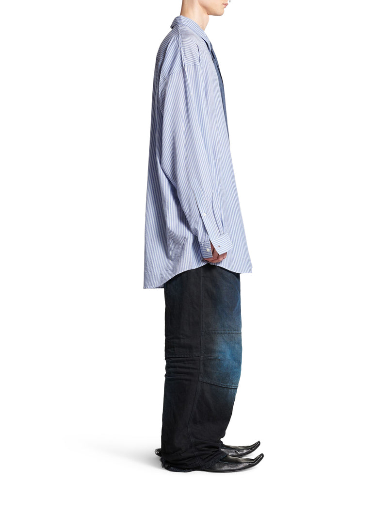 Suitnegozi CAMICIA FLUIDA DA UOMO IN BLU/BIANCO Vendita Calda