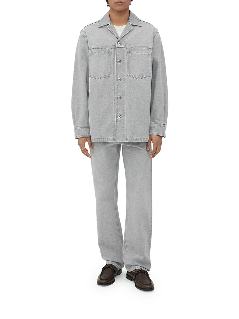 Suitnegozi Camicia in denim lavaggio Light Grey Vendita Economica