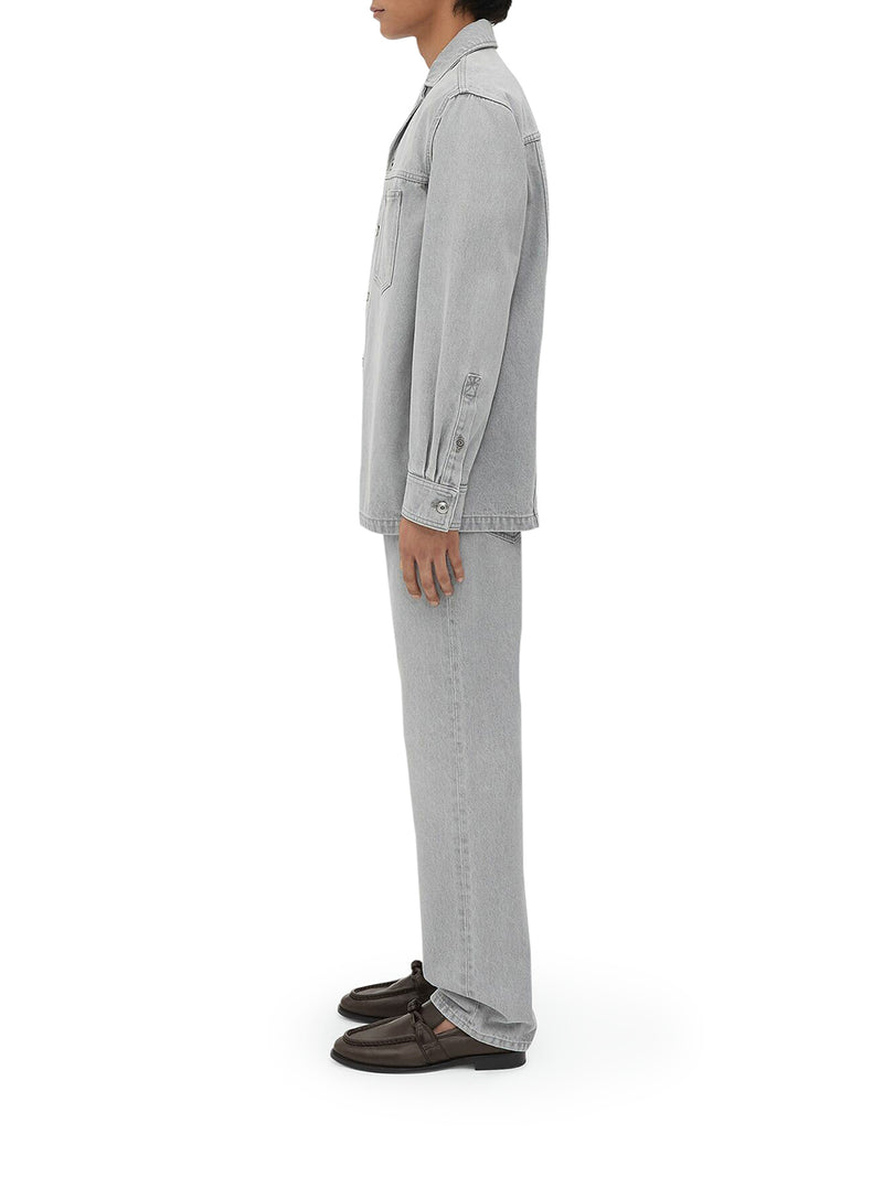 Suitnegozi Camicia in denim lavaggio Light Grey Vendita Economica
