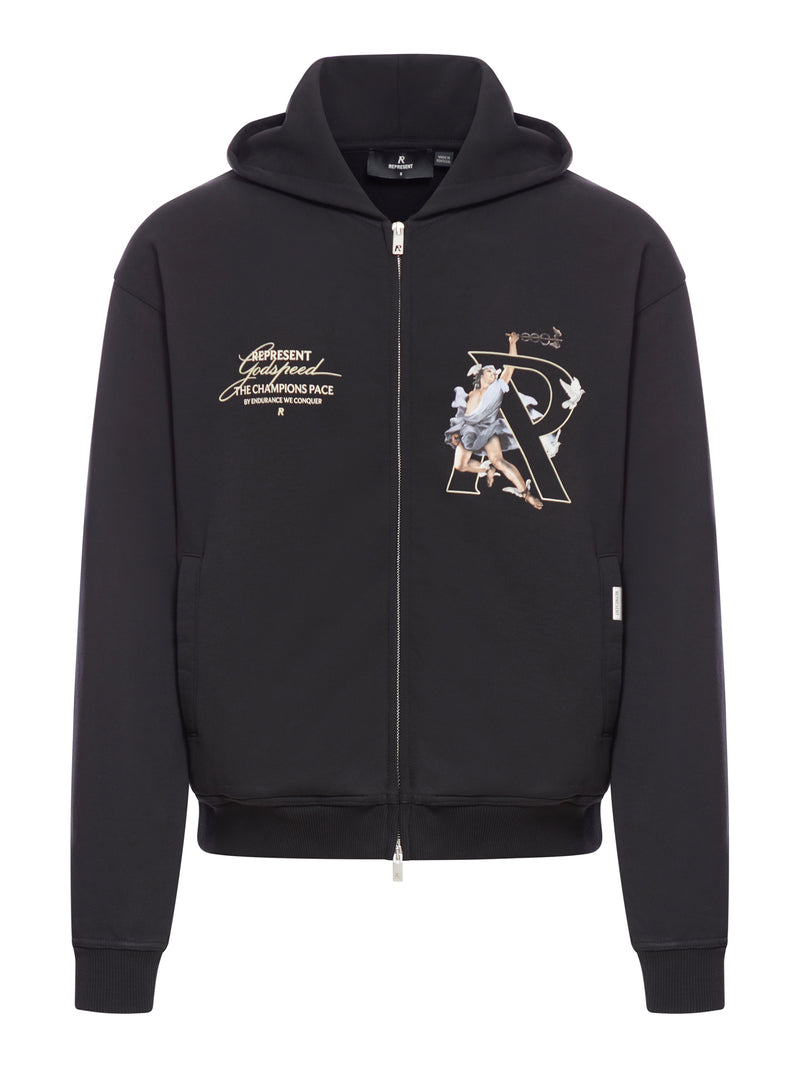Suitnegozi FELPA CON CAPPUCCIO E ZIP STAMPA HERMES Spedizione Gratuita