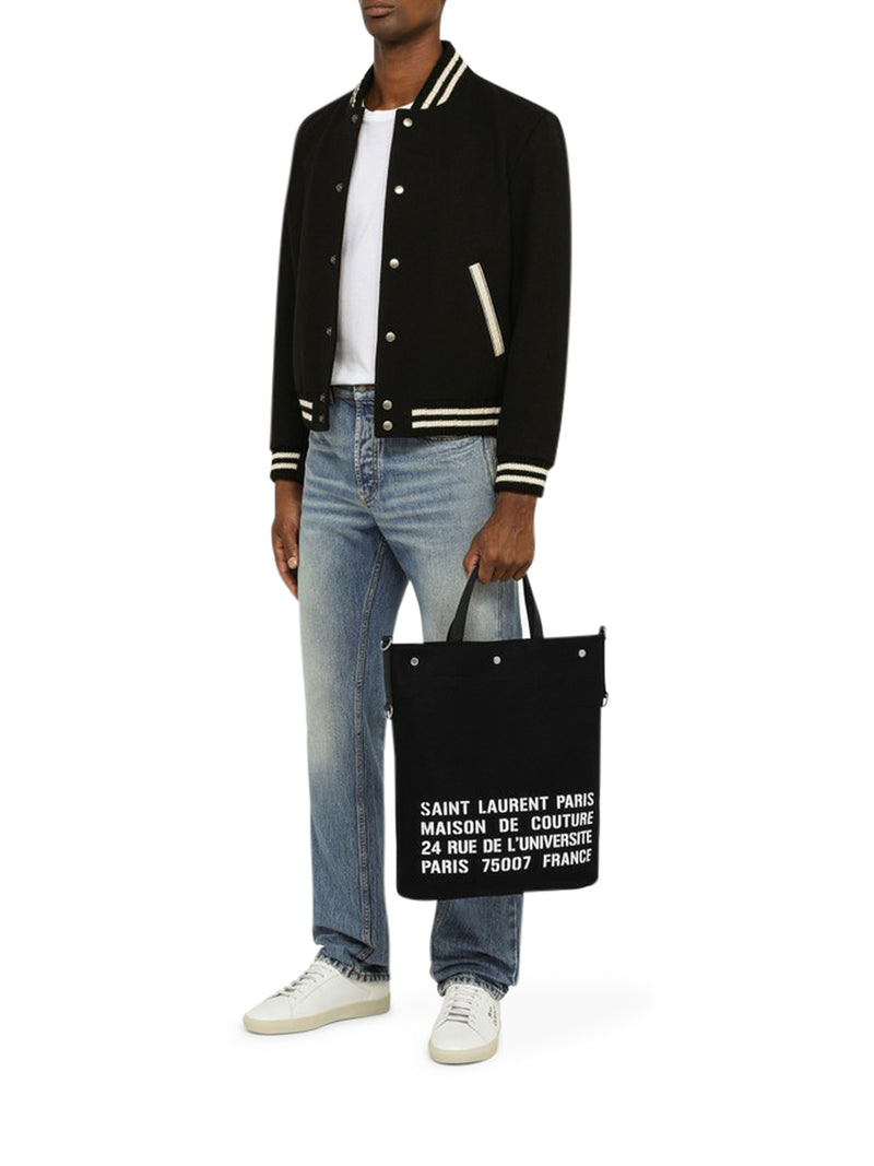Suitnegozi Borsa tote North/South nera in canvas In Saldo