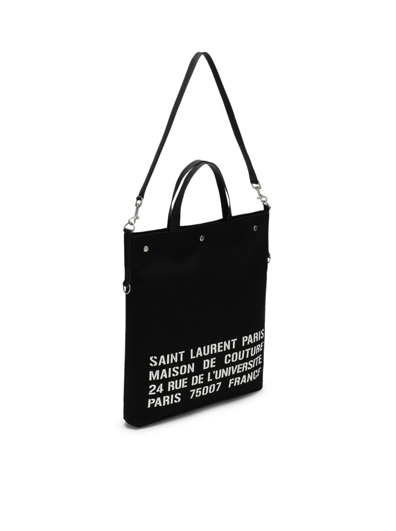 Suitnegozi Borsa tote North/South nera in canvas In Saldo