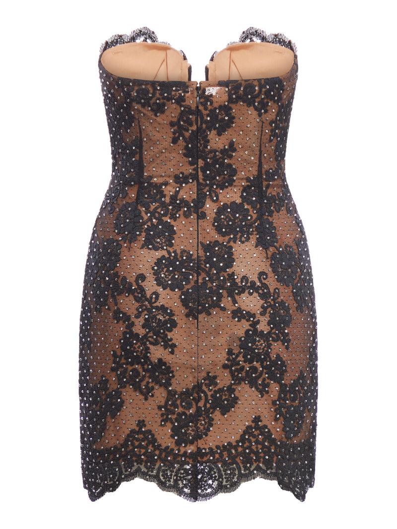 Suitnegozi Mini abito in pizzo con strass nero Negozi Online