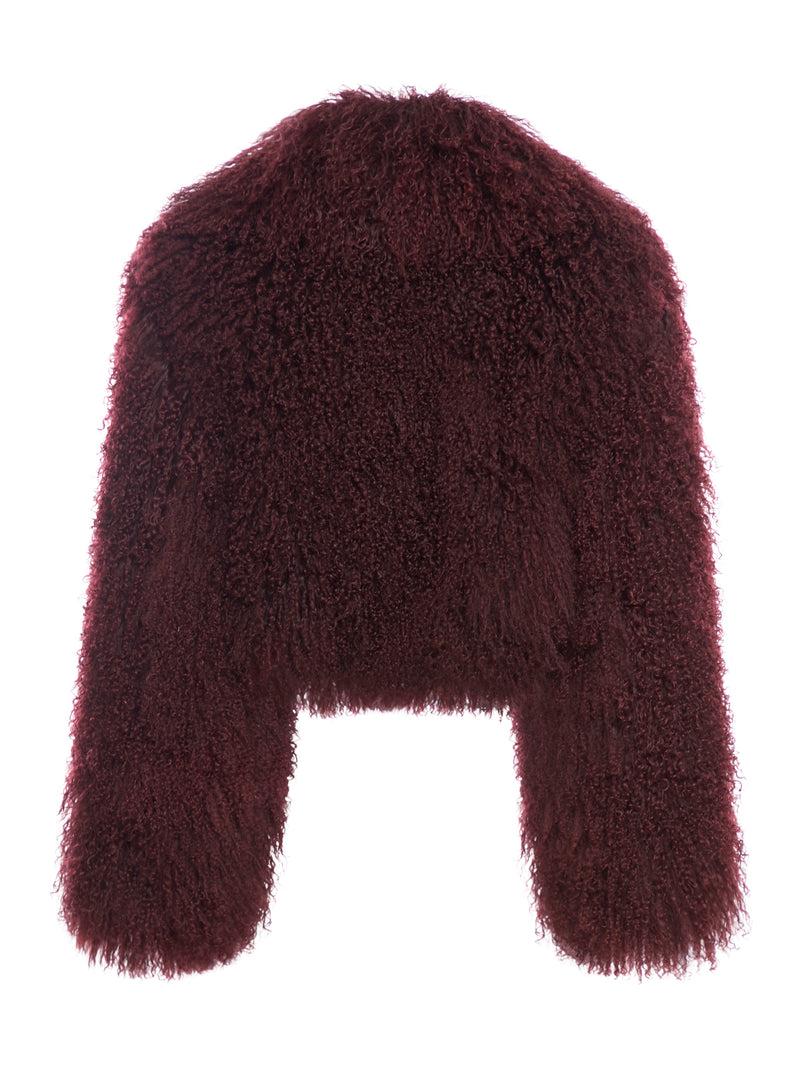 Suitnegozi Giacca il pelle dal pelo riccio bordeaux Negozio