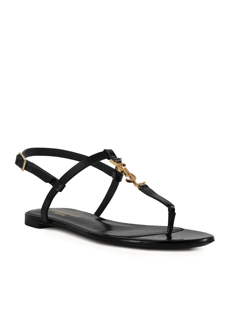 Suitnegozi SANDALI PIATTI CASSANDRA IN PELLE VERNICIATA CON MONOGRAMMA DORATO Consegna Veloce
