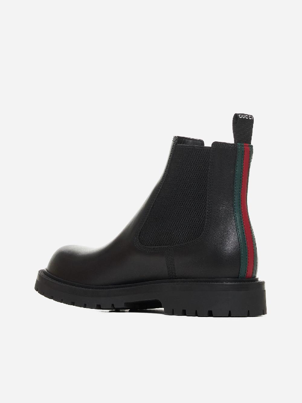 GUCCI Stivaletti Chelsea in pelle con Web Italia