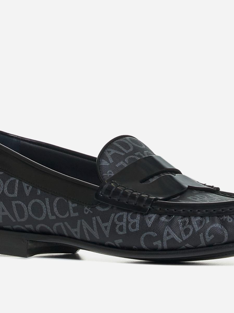 DOLCE & GABBANA Mocassini in tessuto a logo all-over In Linea
