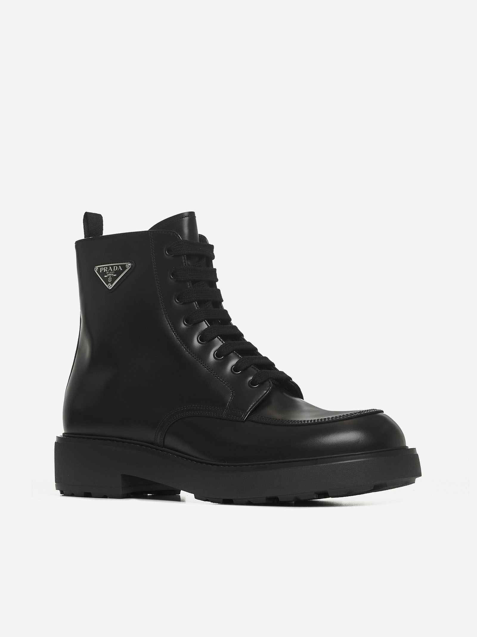 PRADA Stivaletti in pelle con placca-logo Negozi Online