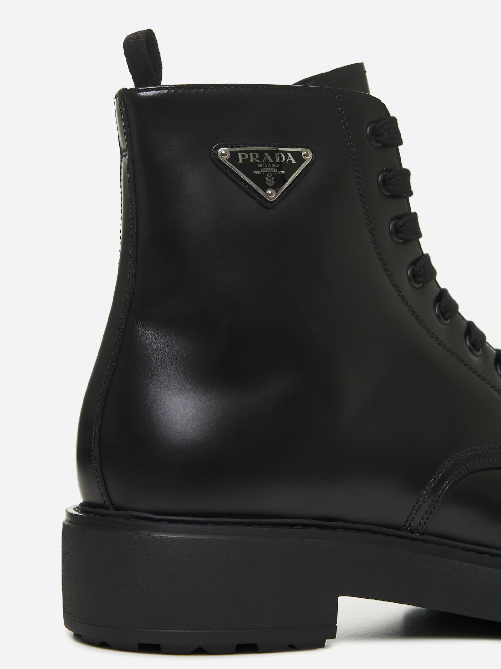 PRADA Stivaletti in pelle con placca-logo Negozi Online