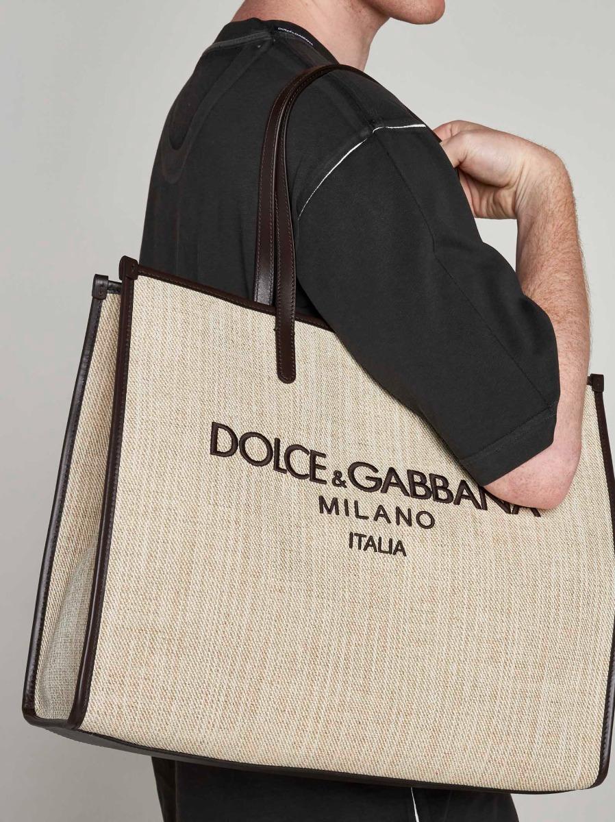 DOLCE & GABBANA Borsa shopping grande in tela con logo Hotsell