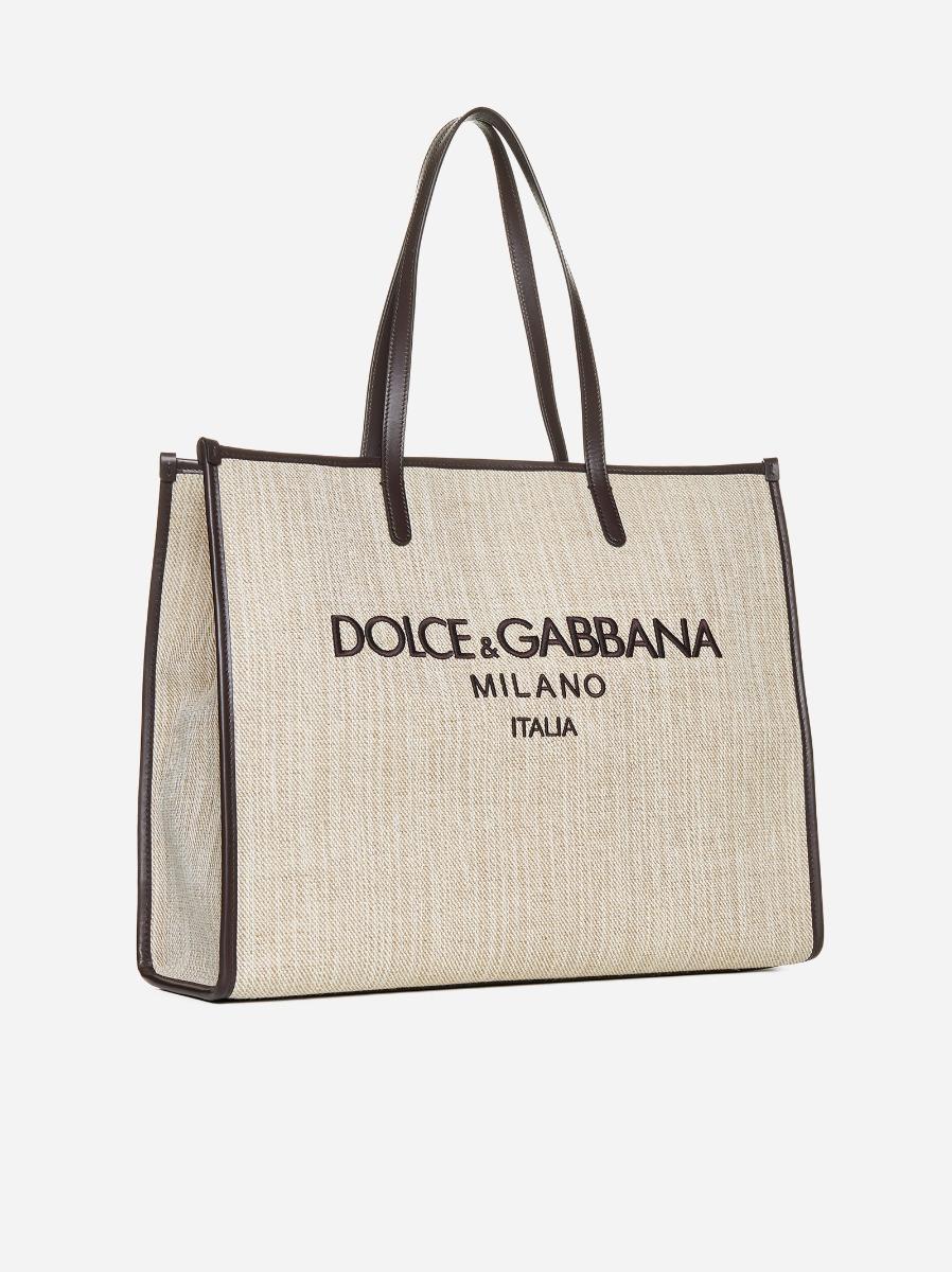 DOLCE & GABBANA Borsa shopping grande in tela con logo Hotsell