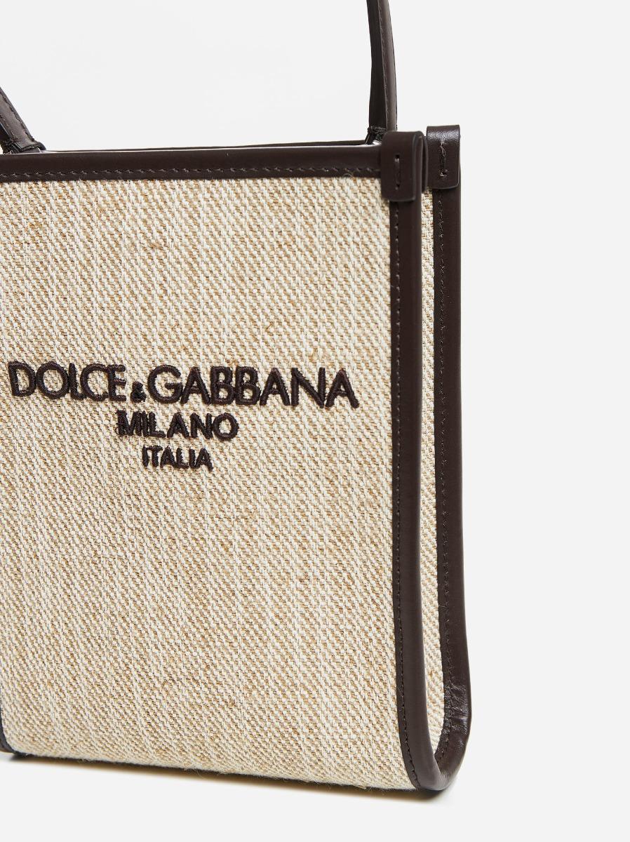 DOLCE & GABBANA Borsa shopping piccola in tela Vendita Economica