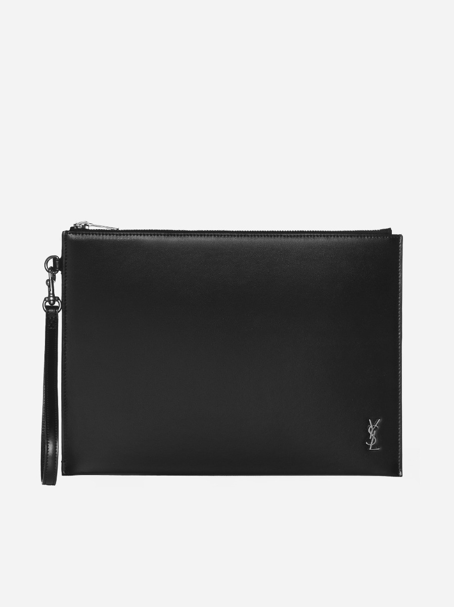 SAINT LAURENT Custodia per iPad in pelle Vendite Flash