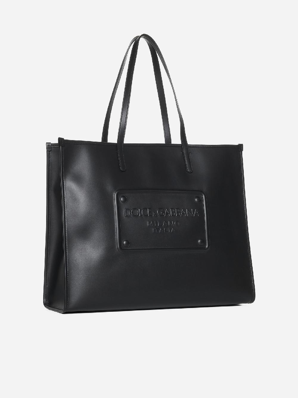 DOLCE & GABBANA Borsa tote grande in pelle con logo Ultimo giorno