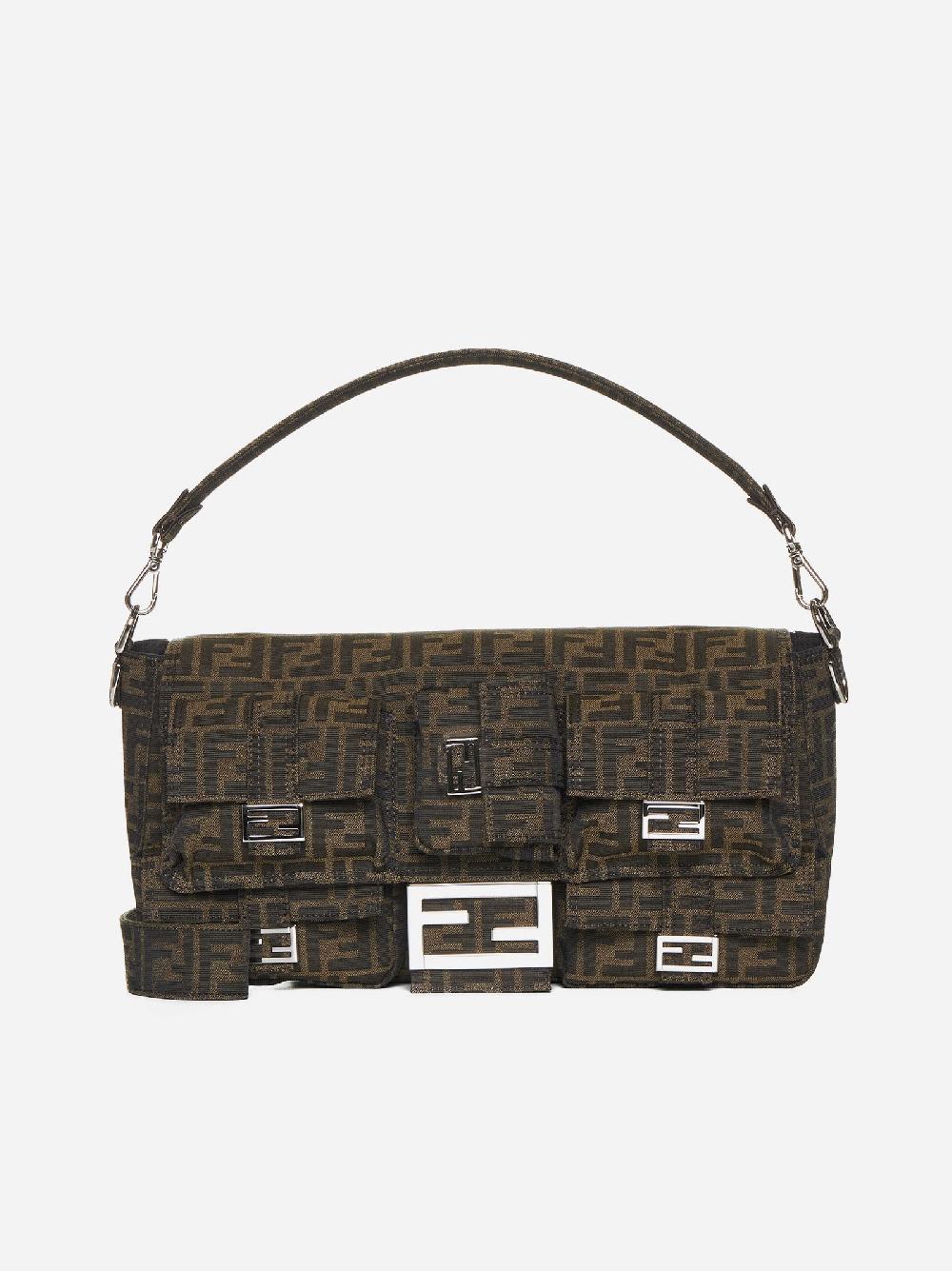 FENDI Borsa Baguette Multipocket Maxi in tessuto FF Italy