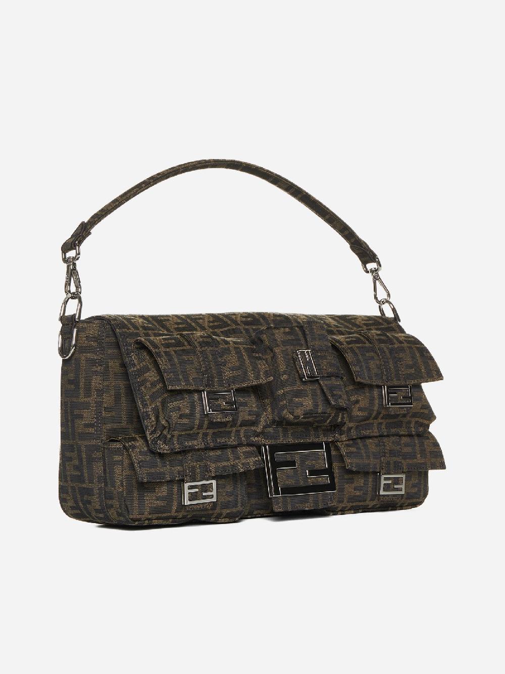 FENDI Borsa Baguette Multipocket Maxi in tessuto FF Italy