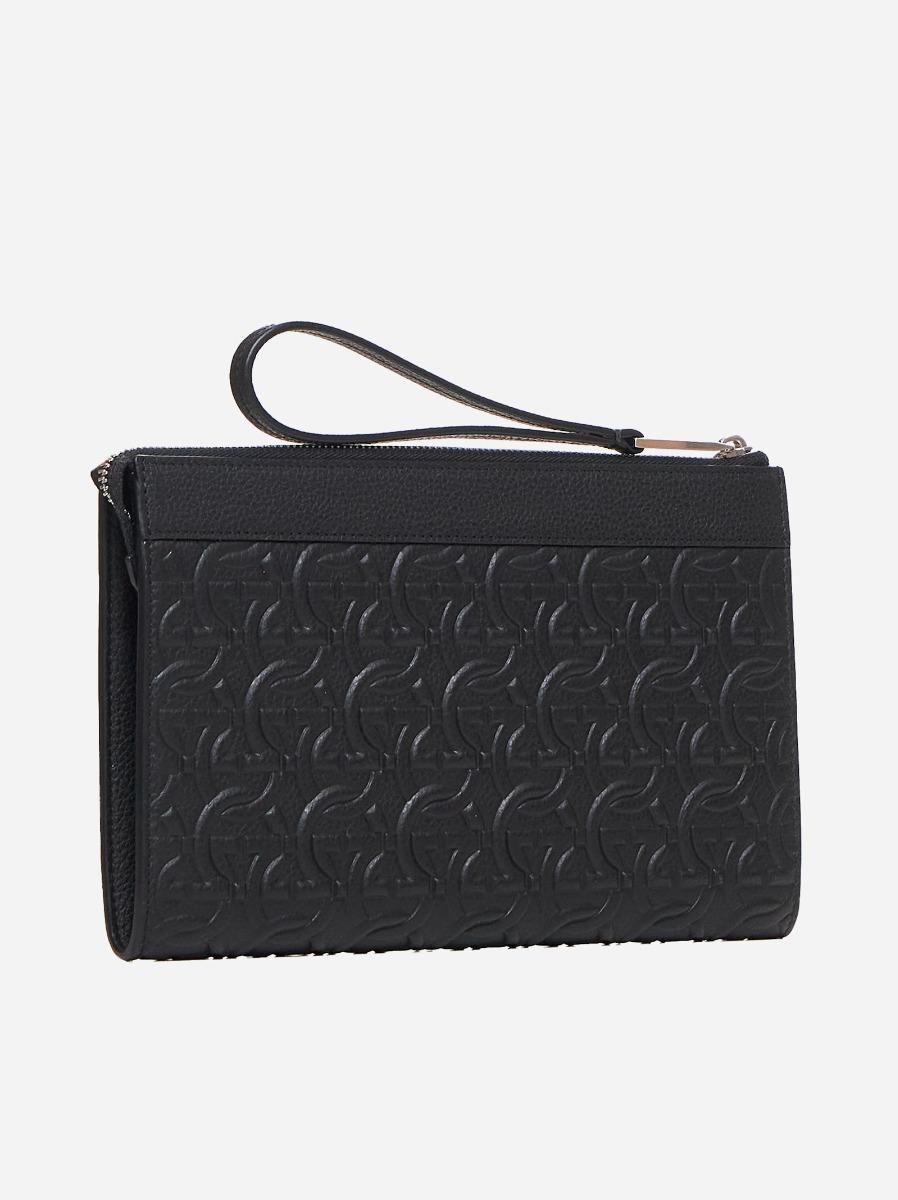 FERRAGAMO Clutch Travel in pelle Gancini Qualità