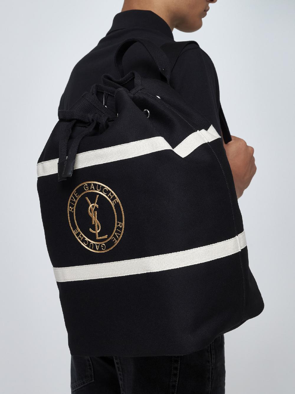 SAINT LAURENT Zaino Stamp Seau in cotone Consegna Veloce