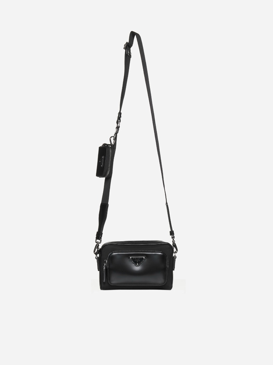 PRADA Borsa a tracolla in Re-Nylon e pelle Presa