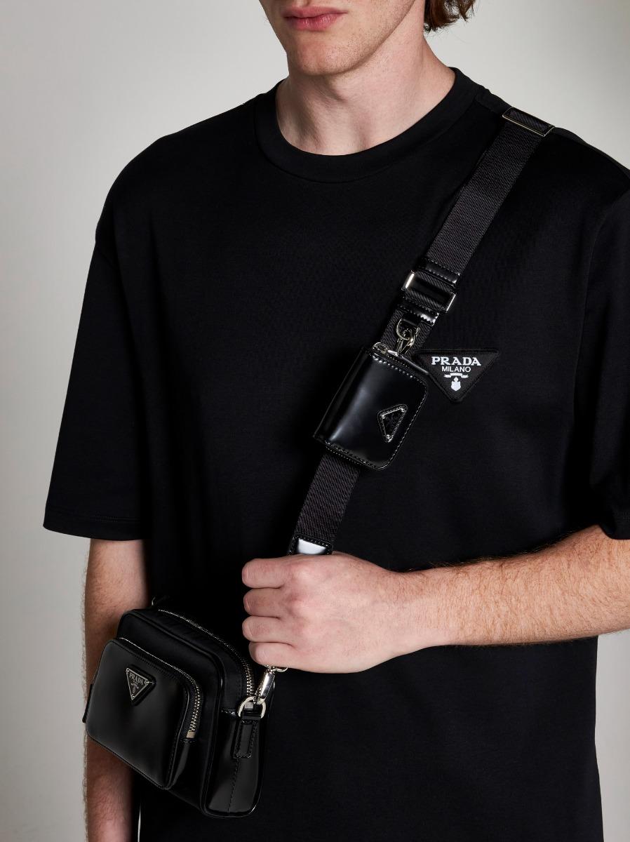 PRADA Borsa a tracolla in Re-Nylon e pelle Presa