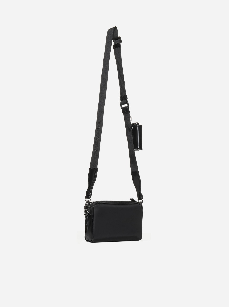 PRADA Borsa a tracolla in Re-Nylon e pelle Presa