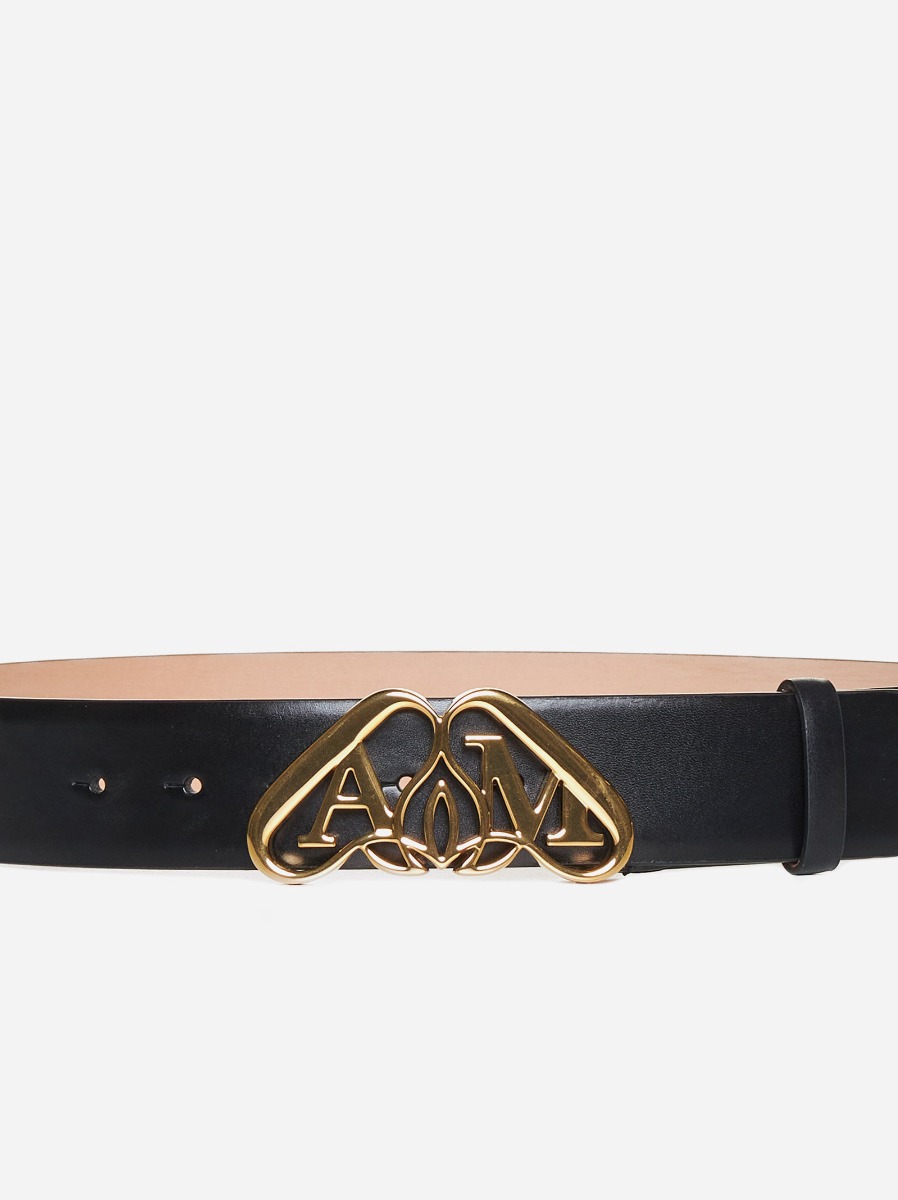 ALEXANDER MCQUEEN Cintura in pelle con fibbia Seal Offerta