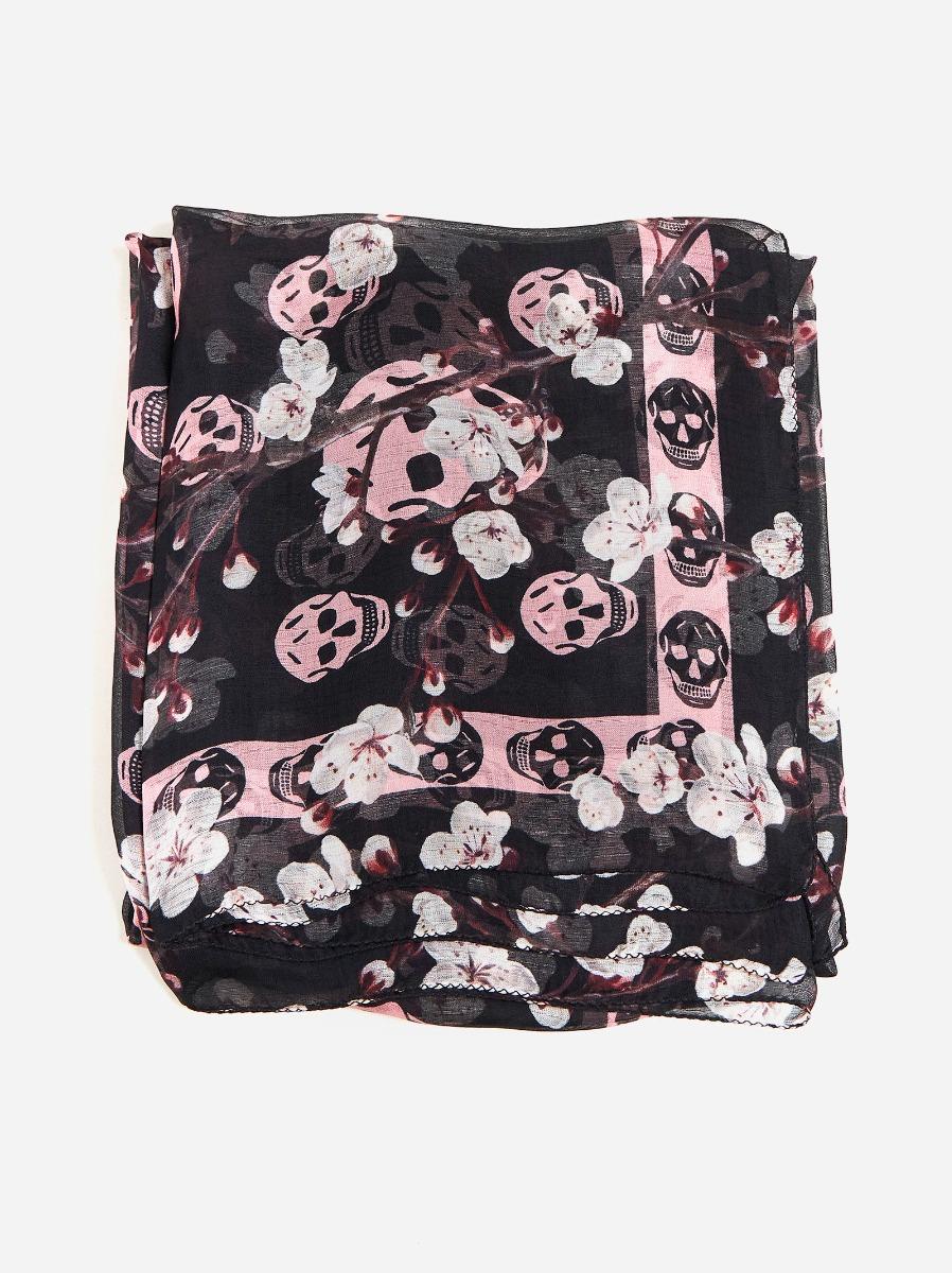 ALEXANDER MCQUEEN Foulard Skull & Blossom in seta Economico
