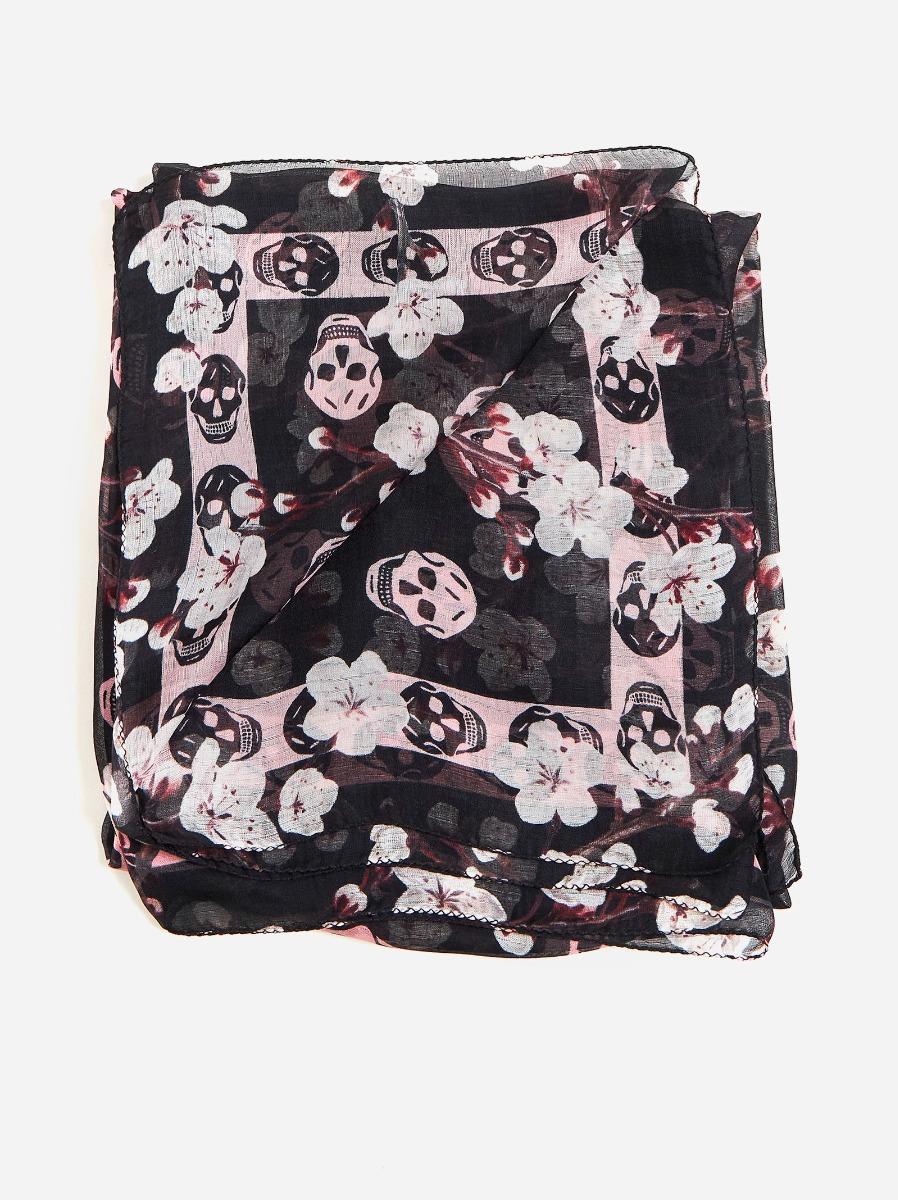 ALEXANDER MCQUEEN Foulard Skull & Blossom in seta Economico