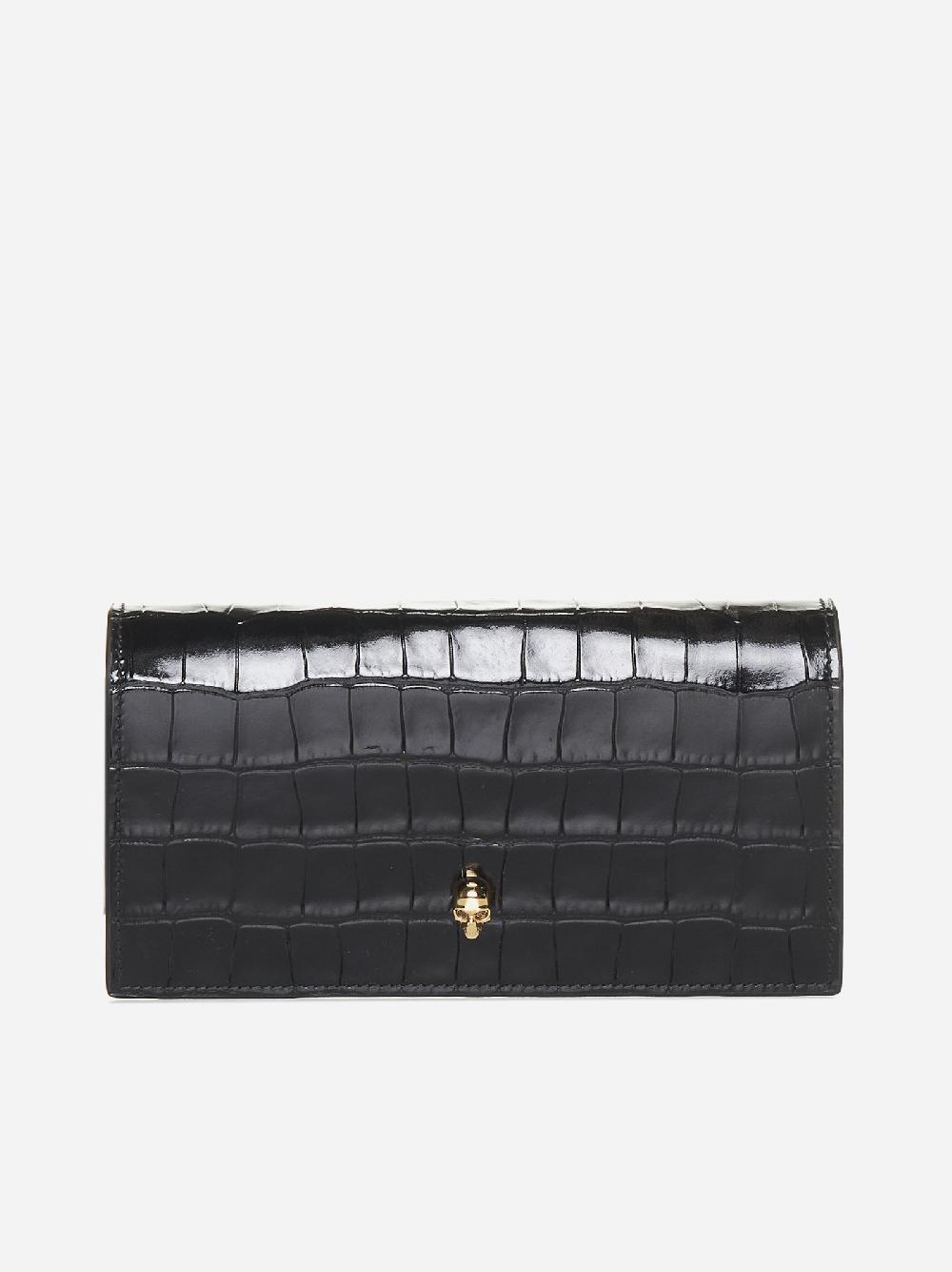 ALEXANDER MCQUEEN Portafoglio Skull in pelle effetto coccodrillo Online