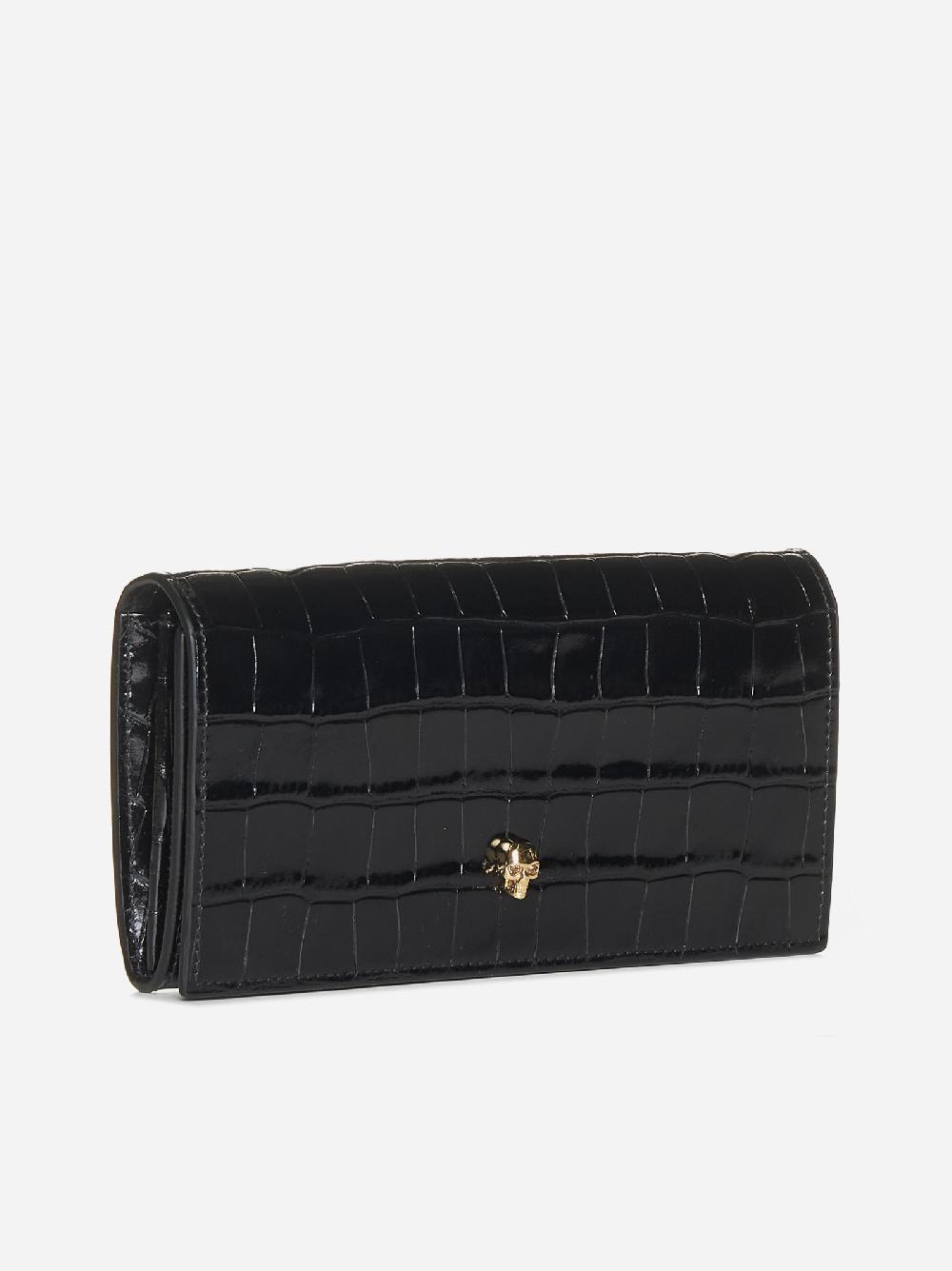 ALEXANDER MCQUEEN Portafoglio Skull in pelle effetto coccodrillo Online