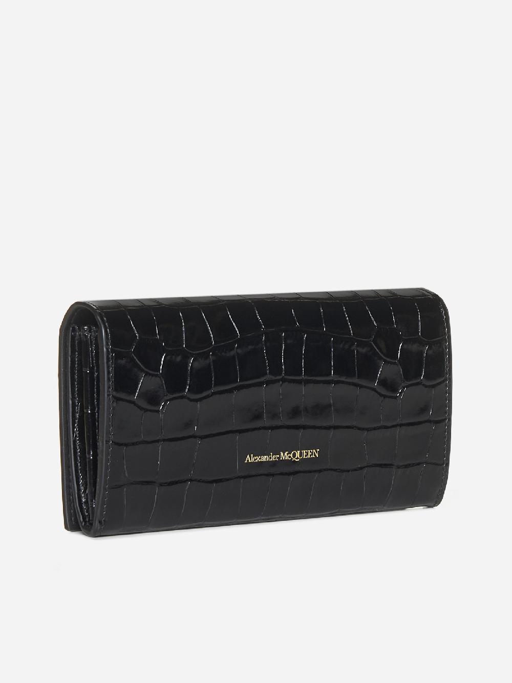 ALEXANDER MCQUEEN Portafoglio Skull in pelle effetto coccodrillo Online