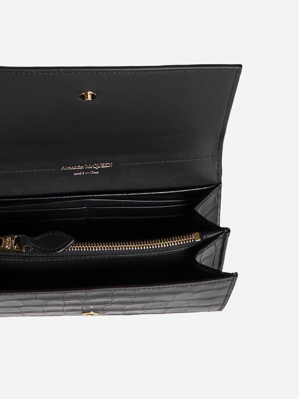 ALEXANDER MCQUEEN Portafoglio Skull in pelle effetto coccodrillo Online