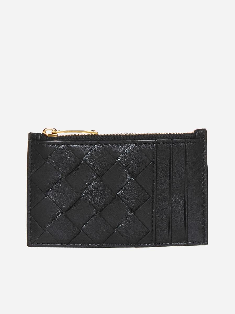 BOTTEGA VENETA Portacarte con zip in pelle Intrecciato Italia