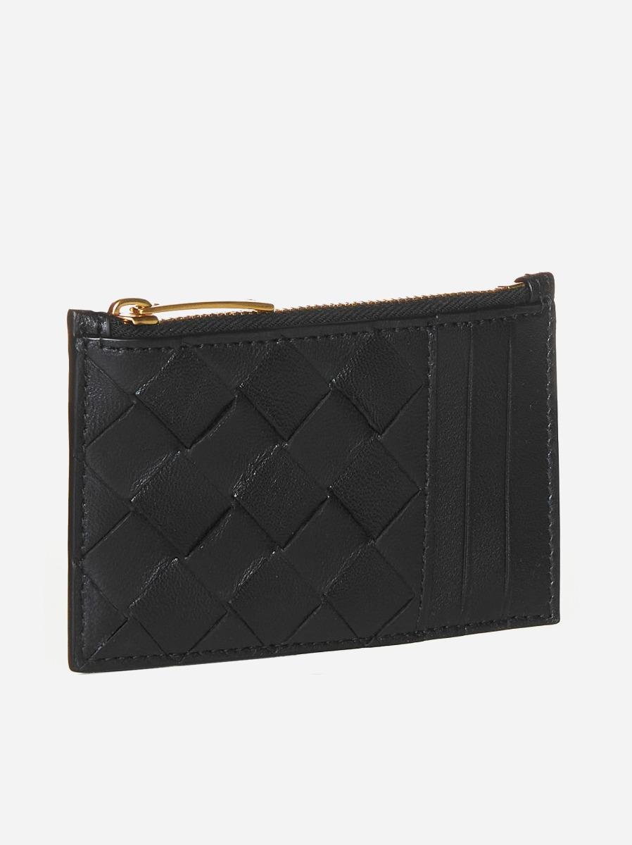 BOTTEGA VENETA Portacarte con zip in pelle Intrecciato Italia