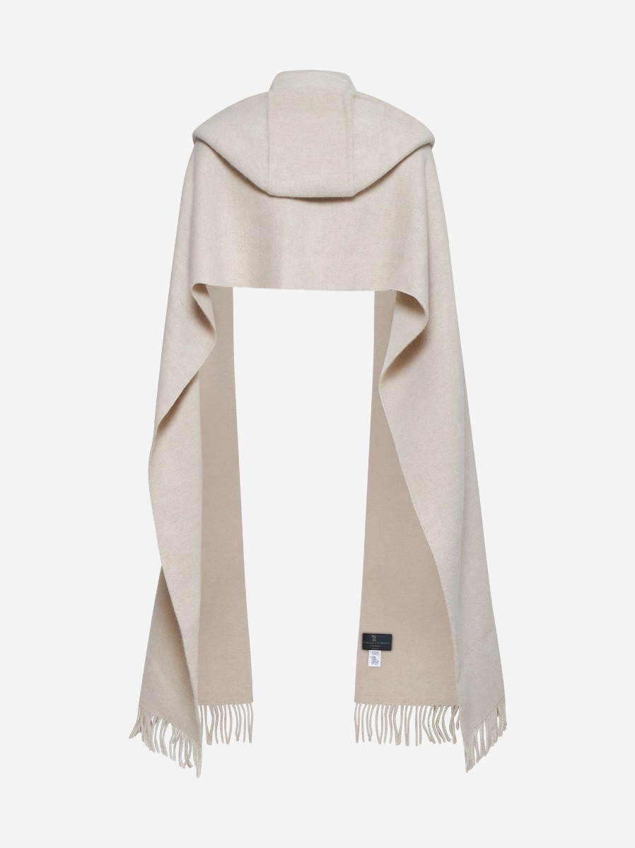 BRUNELLO CUCINELLI Sciarpa con cappuccio in lana e cashmere Sconto