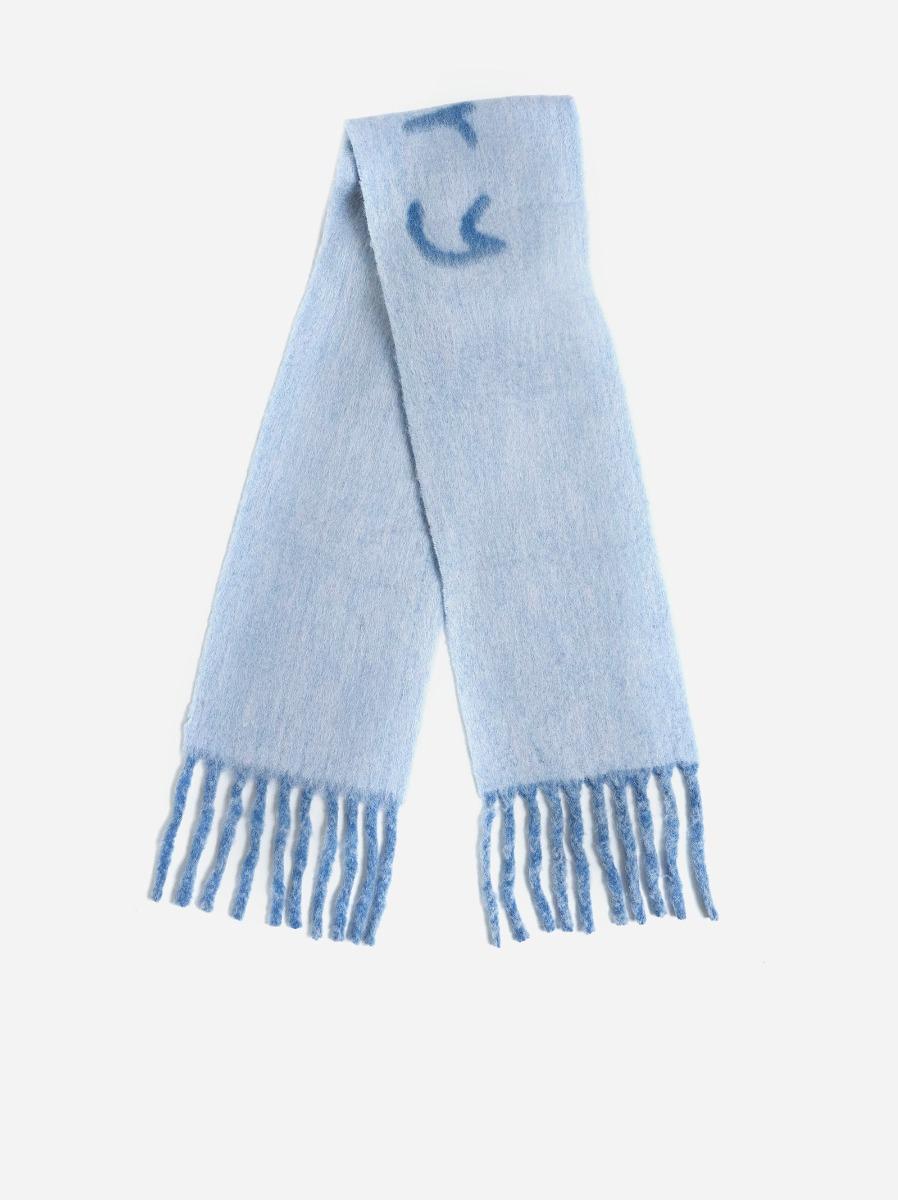 BURBERRY Sciarpa reversibile azzurra con logo Economico