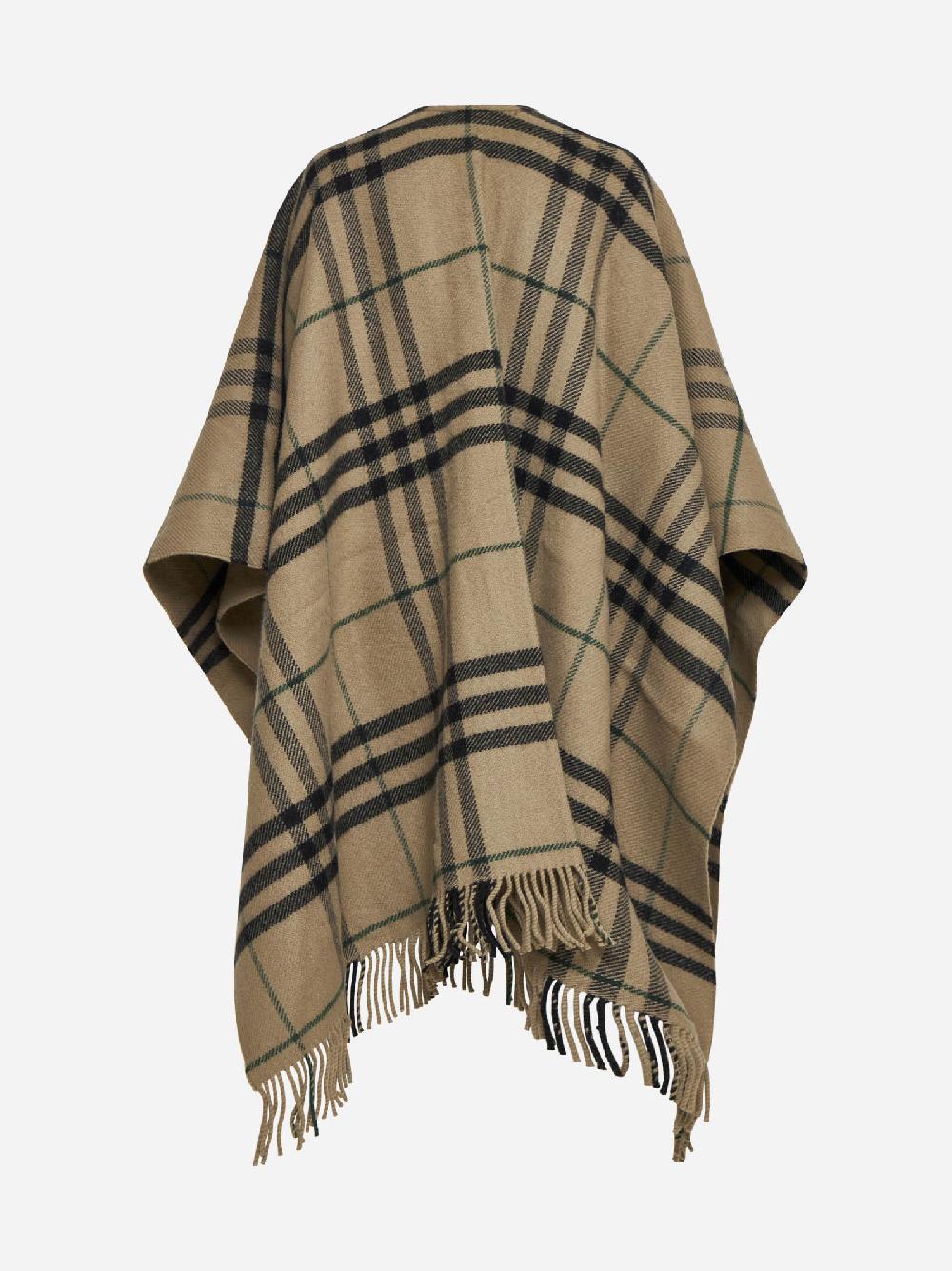 BURBERRY Mantella in lana e cashmere Check beige Outlet