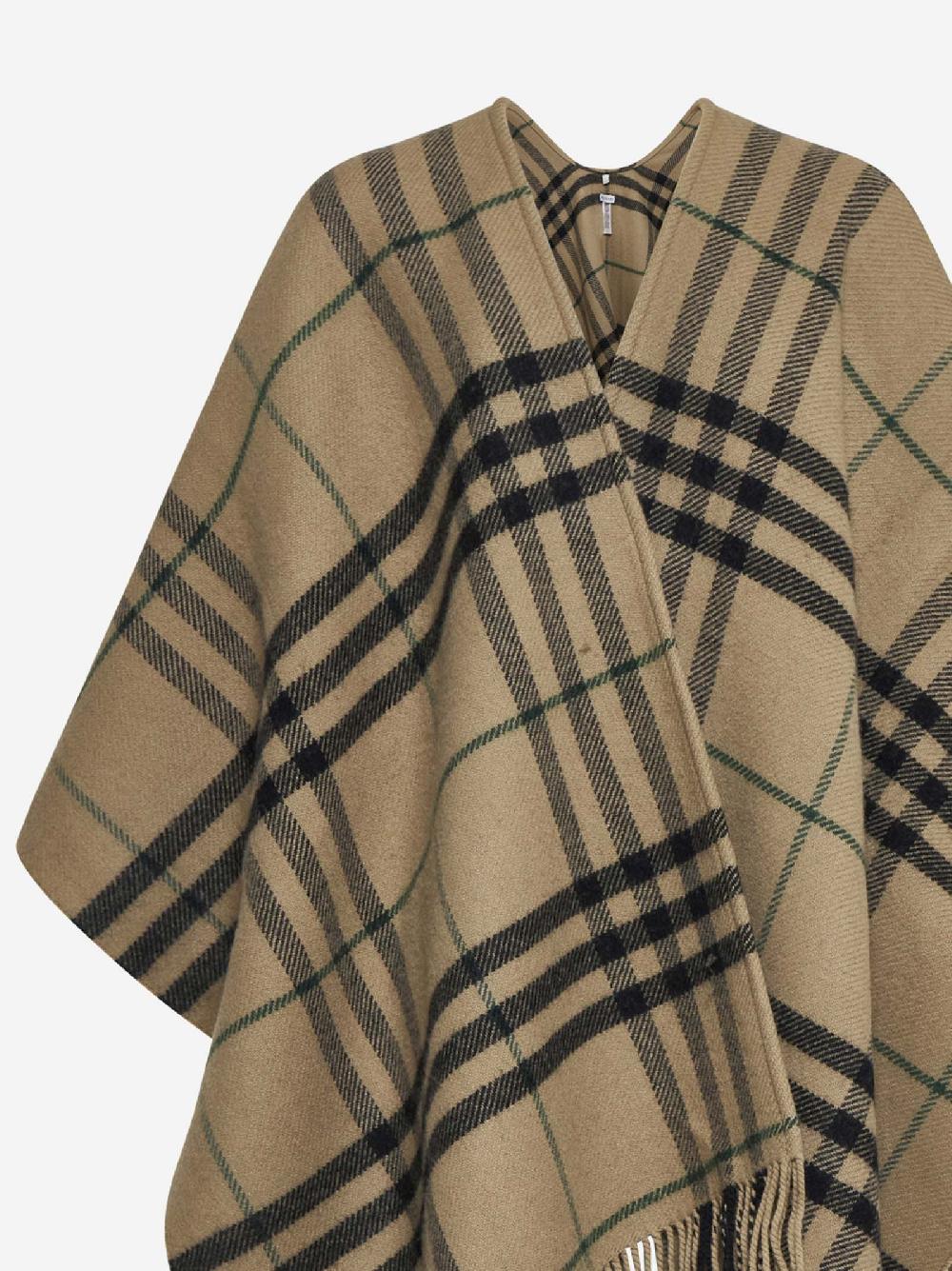 BURBERRY Mantella in lana e cashmere Check beige Outlet