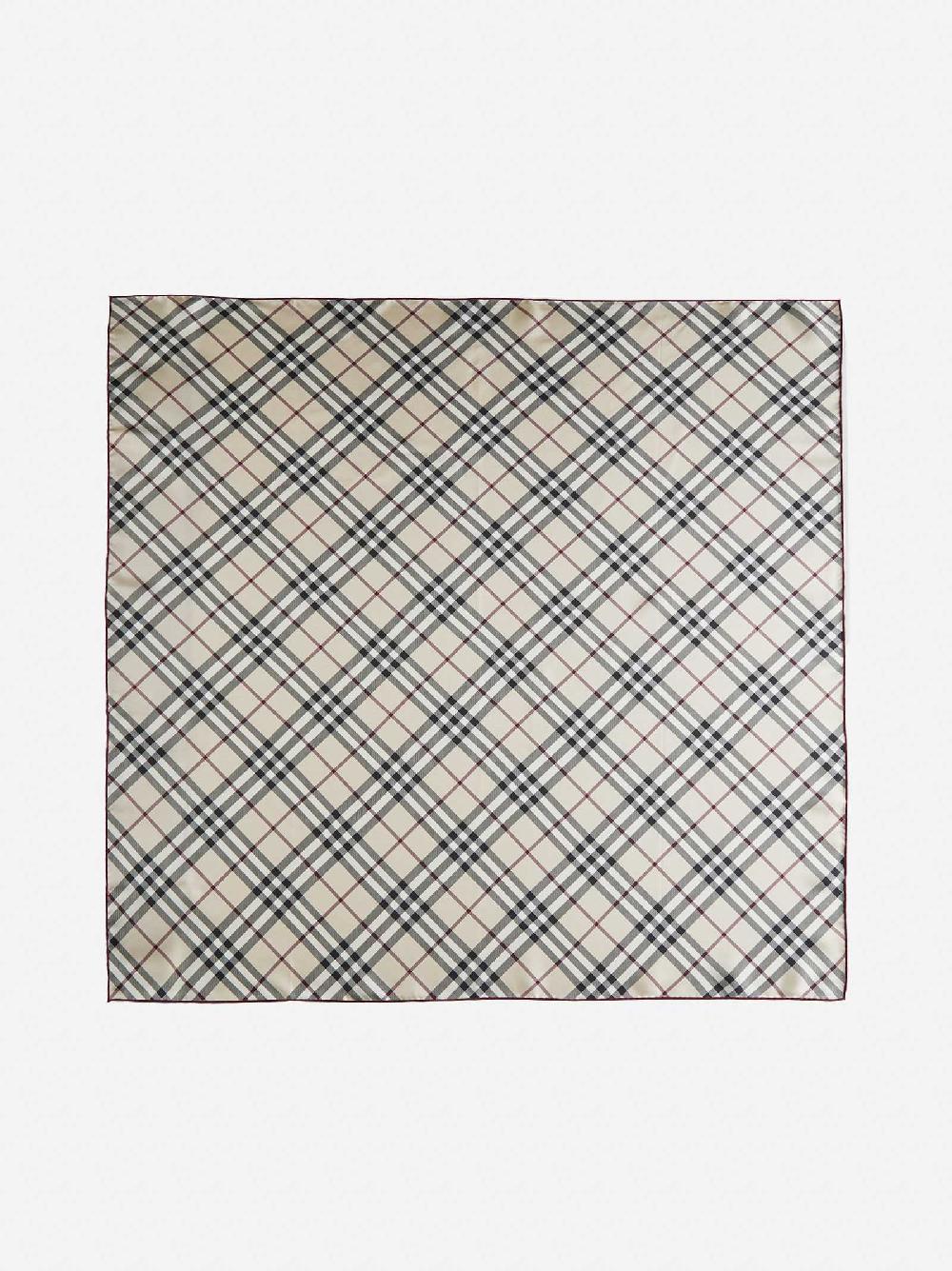 BURBERRY Foulard in twill di seta Check beige Saldi