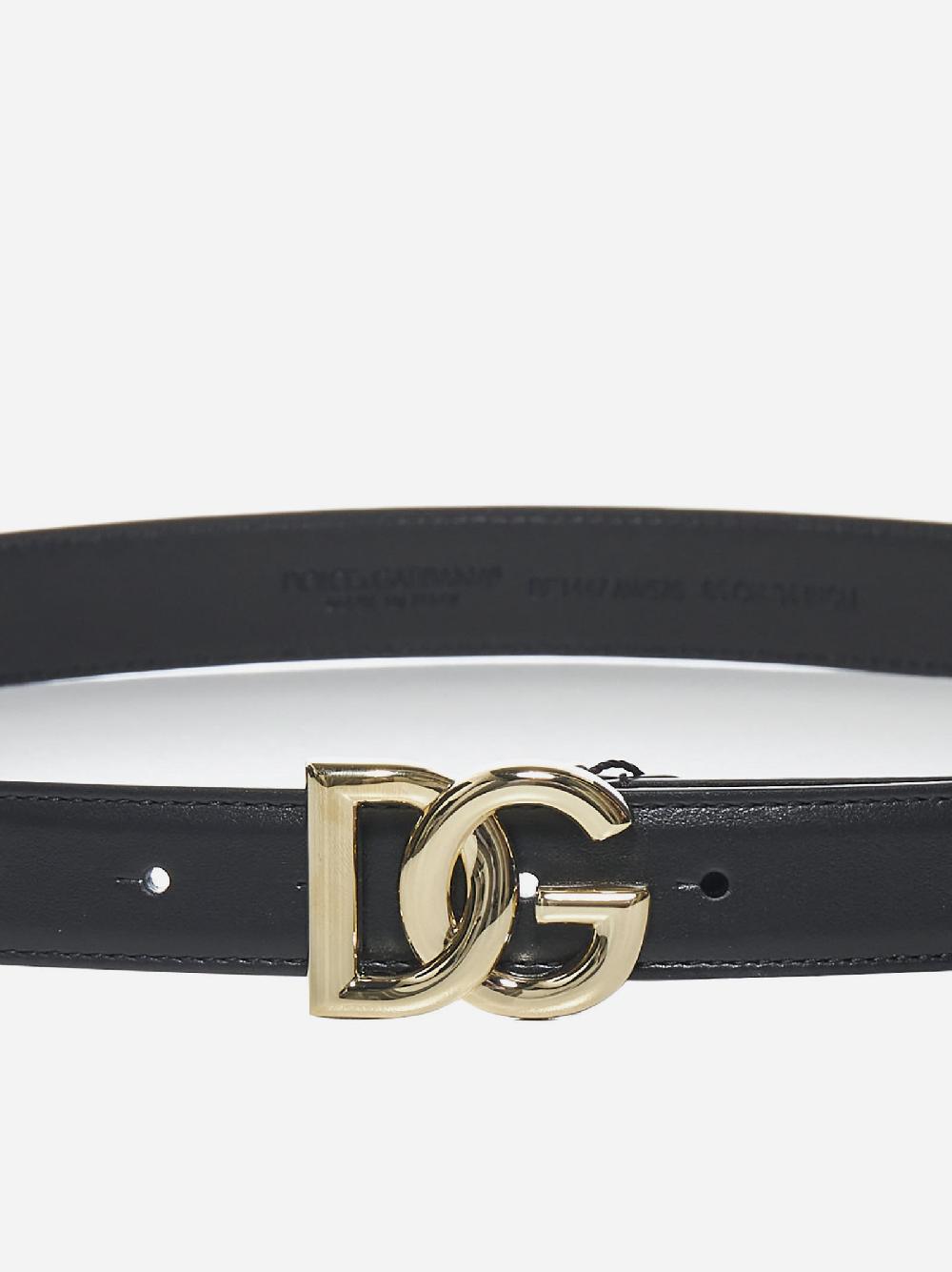 DOLCE & GABBANA Cintura sottile in pelle con fibbia DG I Più Venduti